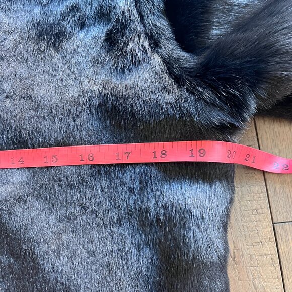 Alex Marie Black Faux Fur Crop Coat Size M Cowl Neck Open Front Jacket Elegant - Picture 4 of 7